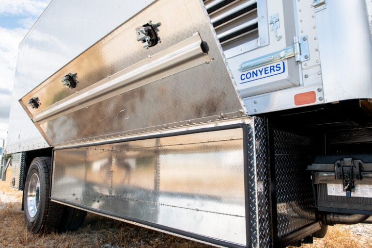 Dry Van body with storage boxes