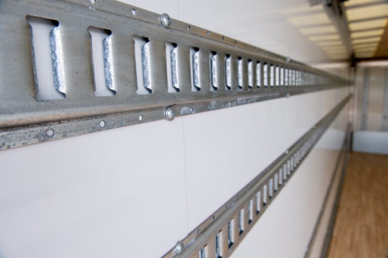 Dry Van interior with wall mounts