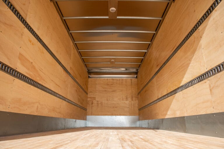 Dry Van interior with wood floor and walls
